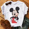 Fashion Cute Disney Mickey Minnie Cartoon Graphic Printed Women T-Shirt Casual O-Neck Short Sleeves Streetwear Female Tops Tees