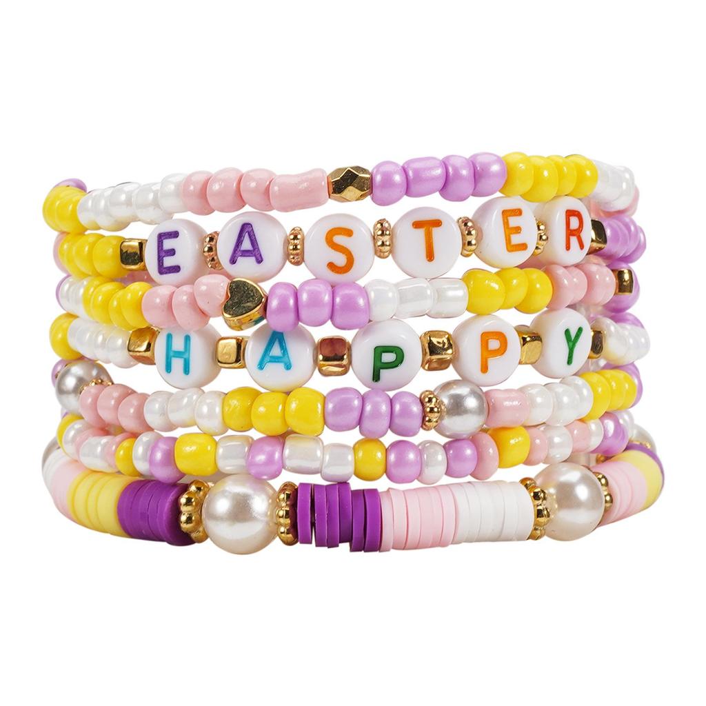 Böhmisches Osterarmband: Bunte Fimo-Blumen & Muscheln, Süßes Perlendesign für Mädchen
