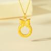 5D Pure Gold Butterfly Bow Knot Auspicious Clouds Qiankun Cudgel Princess Peace Buckle Necklace