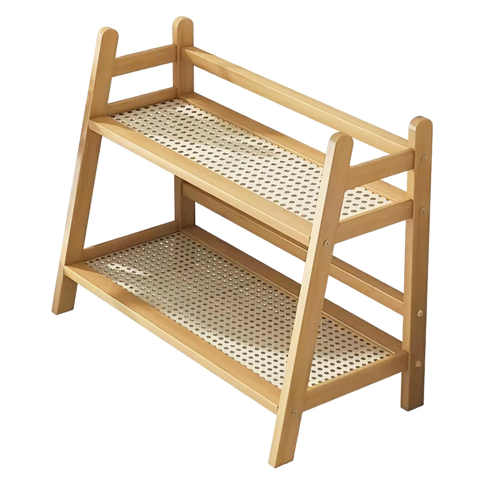 

40см Двухъярусная полка-органайзер для рабочего стола для офиса, кухни, подставка для чашек, держатели для хранения, стойка, 2 яруса, компактные деревянные полки