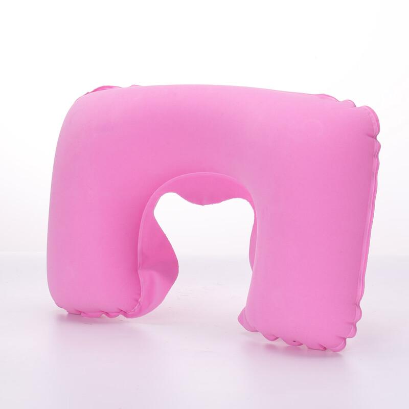 Inflatable Flocked PVC U-shaped Travel Neck Pillow