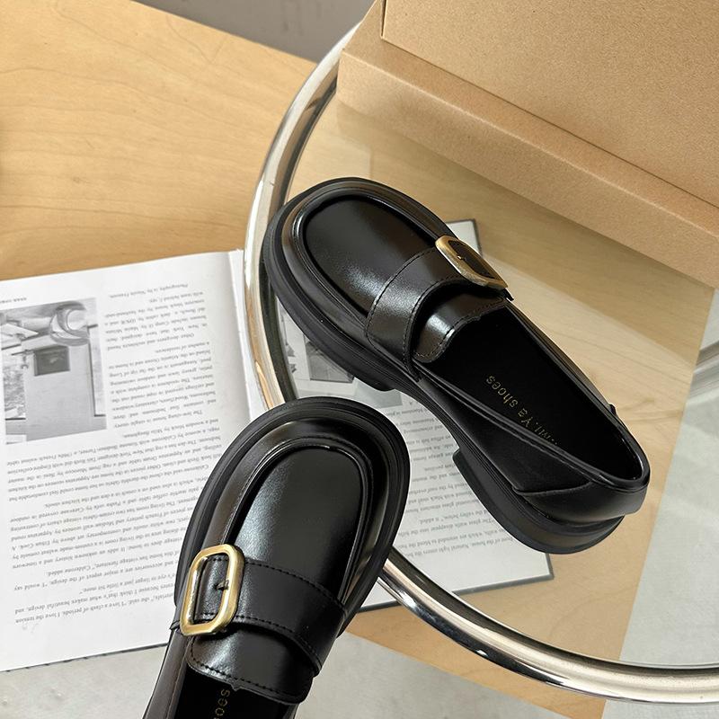 Lederschuhe Damen Britischer Stil Plateau Retro JK Slipper Schnalle Japanisch 2025 Klein Ein Pedal Neu Herbst Einzelne Schuhe