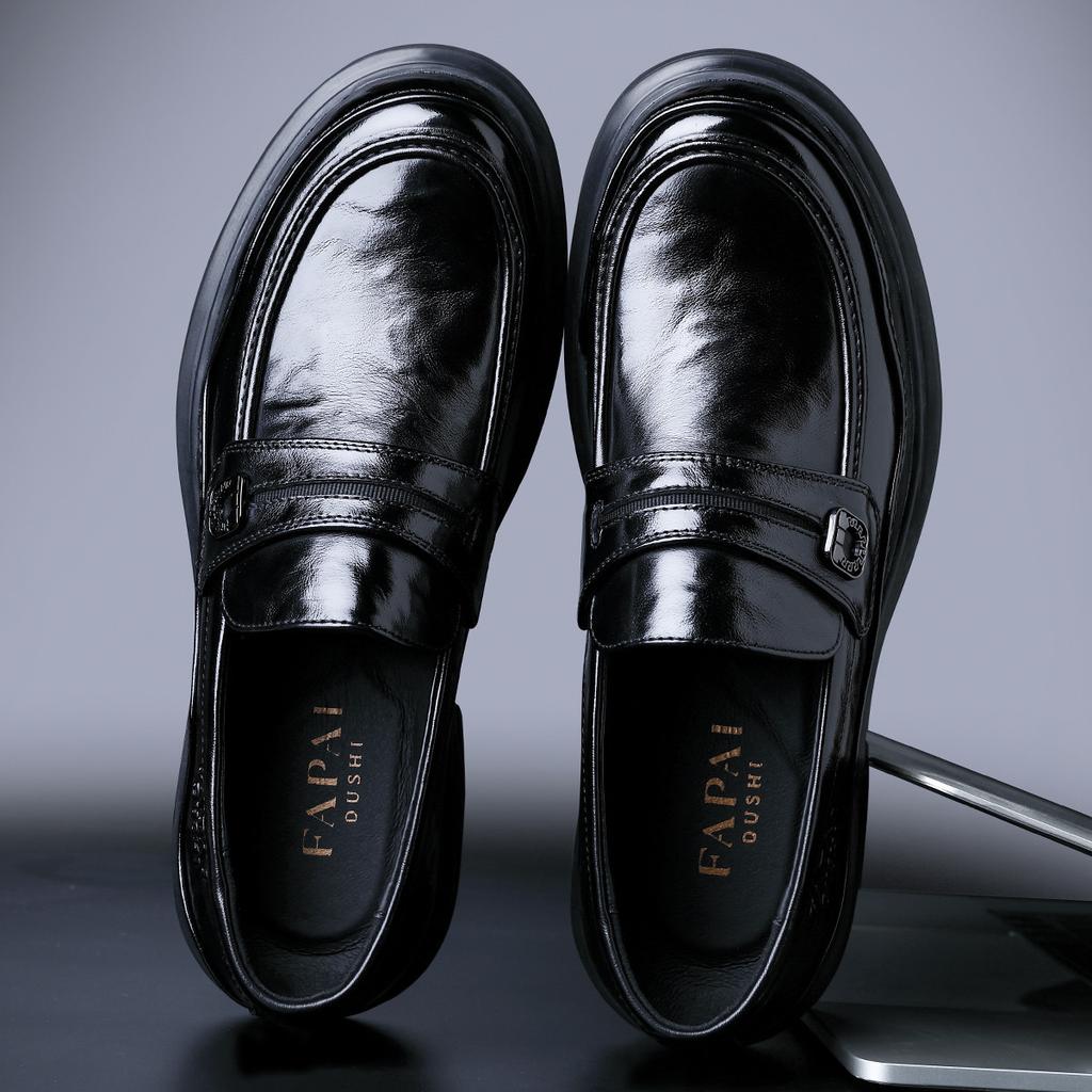 Men's Business Casual Leather Shoes, One-pedal Loafers, First-layer Cowhide Fashion Wedding Foot Shoes Are Trendy and Versatile