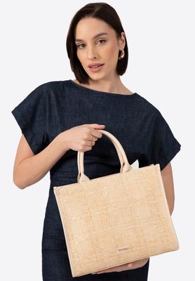 Wittchen Women's Woven Straw Beige Polypropylene Shopper Bag