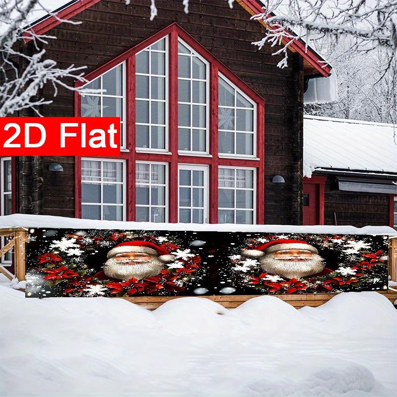 Santa Claus Porch Banner, Winter Holiday Christmas New Year Party Design, Polyester Outdoor Garden Porch Fence Wall Decoration