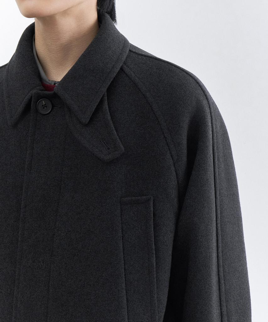 Musinsa Standard Wool Blend Oversized Muff Pocket Half Balmacaan Coat [Charcoal Grey]
