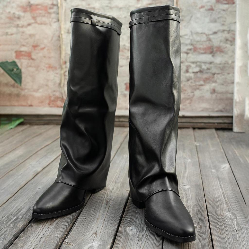 2025 Herbst Britischer Stil Hochhackige Klobige Stiefel - Übergröße Damen Lange Modestiefel