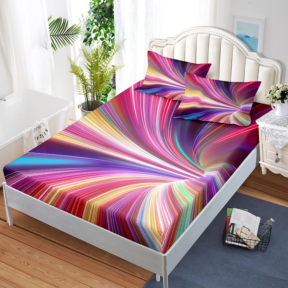 Three-Piece Mattress Set 3D Bedspread Digital Printing Pillowcase Mattress Protective Cover