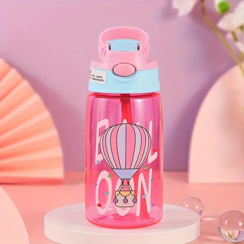 480ml Cute Cartoon Water Bottle Portable Safety Lock Straw Cup Kids Lovely Leak-proof Drinking Jug For Outdoor Camping School