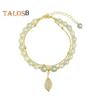 Women Bracelet Faux Jade Smooth Bead Leaf Peatnut Pendant Good Luck Adjustable Length Rhinestone Lady Bangle Prom Daily Wrist Jewelry