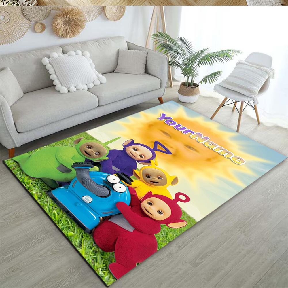Teletubbies Customized Name Floor Rug Office Rug Design for Game Room Dining Room Balcony Outdoor Anti-slip Rug Anime Office Decor