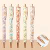 1.0mm Exquisite Flowers Ballpoint Pens Kawaii Floral Signature Pens Smooth Writing Metal Press Gel Pens Gifts Office Supplies