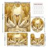 Luxurious Golden Swans and Curtains Bathroom Set - Waterproof Shower Curtain, Toilet Lid Cover, Bath Mat, and Contour Mat