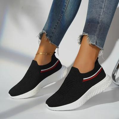 Chaussures de mode pour femmes en solde 2024 Chaussures vulcanisées pour femmes à enfiler Automne Maille respirante Extérieur Décontracté Confortable Grandes tailles