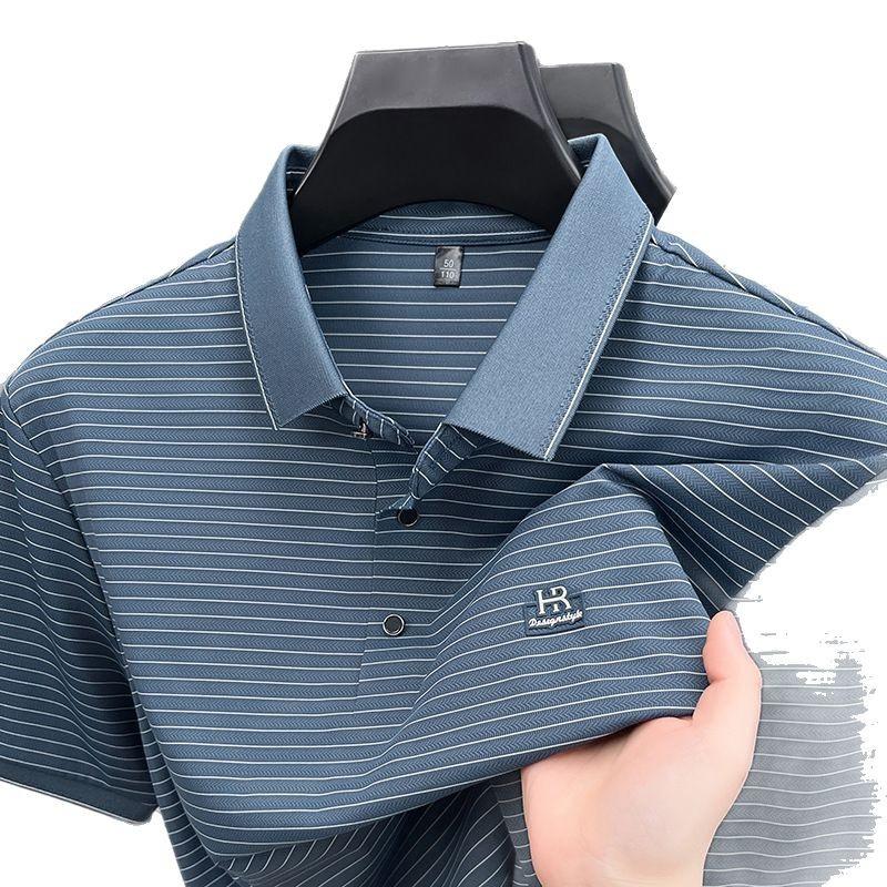 Counter Quality, High-End Embroidered Polo Shirt, Half-Sleeved T-Shirt, Lapel Collar Striped Casual Short-Sleeved Men'S Top