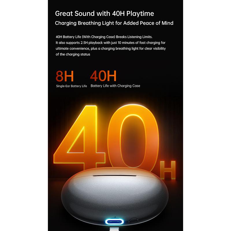 AlongChoice Ai Wireless Earphones Bluetooth 6.0 Headset Noise Cancel Microphone Painless Wear
