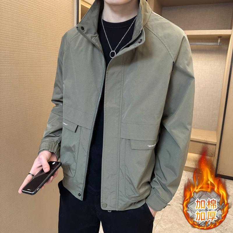 Direktverkauf ab Werk Originalqualität Vielseitige Herren-Freizeitjacke Dünn Einfach Stehkragenjacke Trendige Marke Kontrastfarbe Koreanische Version