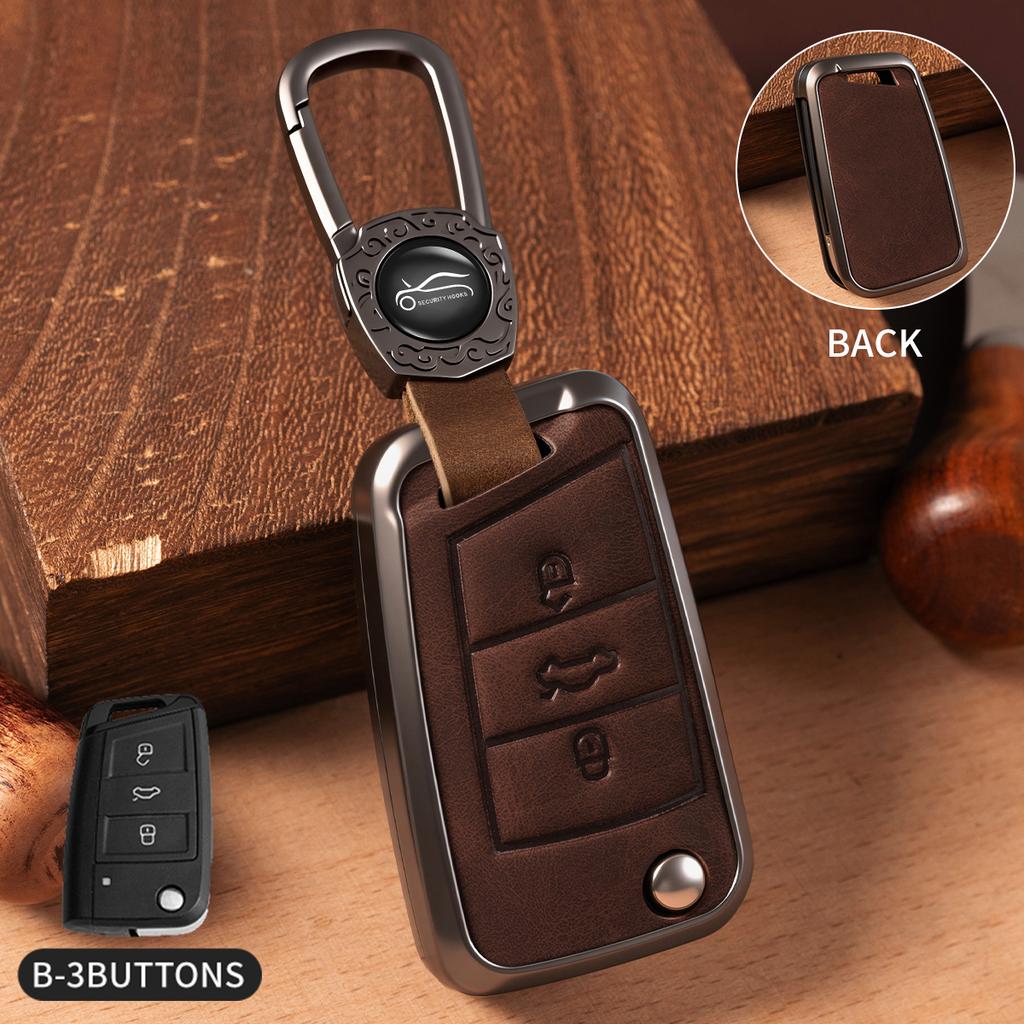 Car Zinc Alloy Flip Key Case Cover Holder For Volkswagen VW Golf 7 For Skoda A5 Fabia A7 Kodiaq Karoq Key Chain