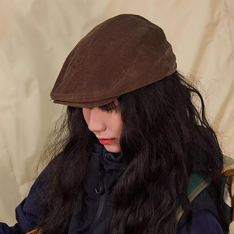 Beret forward hat retro literary and artistic versatile painter hat solid color simple two wearing beret hand embroidery