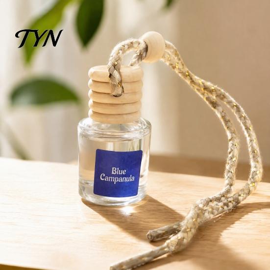 Hanging Essential Oil Bottle for Closet Car Aromatherapy, Glass with Volatile Wooden Stopper Diffuser, Portable Interior Accessories Air Freshener