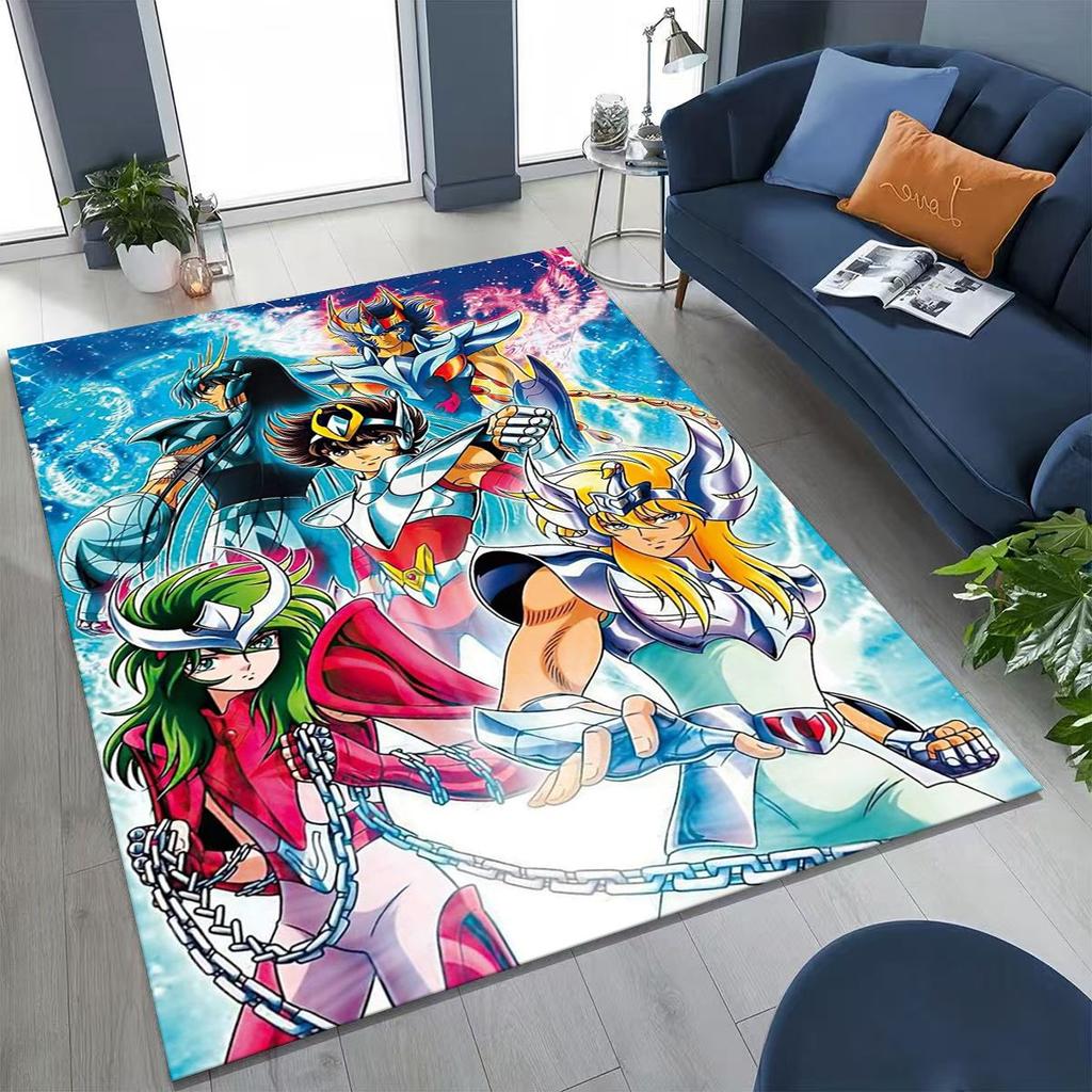 Retro Anime Saint Seiya Gold Saint Cartoon Rug for Bedroom Living Room Sofa Home Doormat Decor,Kids Play Non-slip Floor Mat Gift