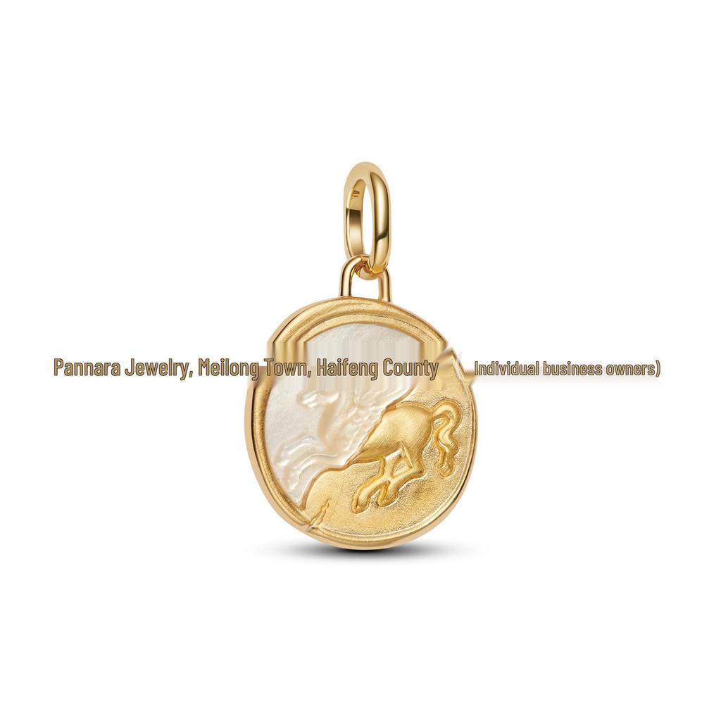 Charm Pan in Rame Bianco Placcato Argento S925 per Braccialetti Fai da Te