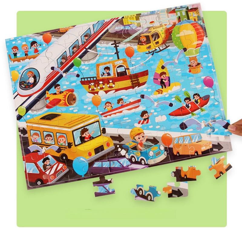 100pcs Wooden Puzzle Toys for Children Montessori Toy Space Jigsaw Puzzle Early Education Logical Thinking Training Puzzle Game