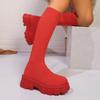 Fashion Chunky Platform Knee High Boots Women Autumn Winter Fashion Elastic Knit Socks Boots Woman Thick Sole High Tube Long Botas Mujer