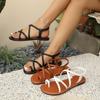 Europe and the United States 20252025 new flat-bottomed sandals Roman cross-woven women's sandals