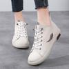 2025 Leather Women's Shoes Casual Shoes Mid-top Soft-soled Boots Non-slip British Style Casual Shoes Women's 35-41 Yards