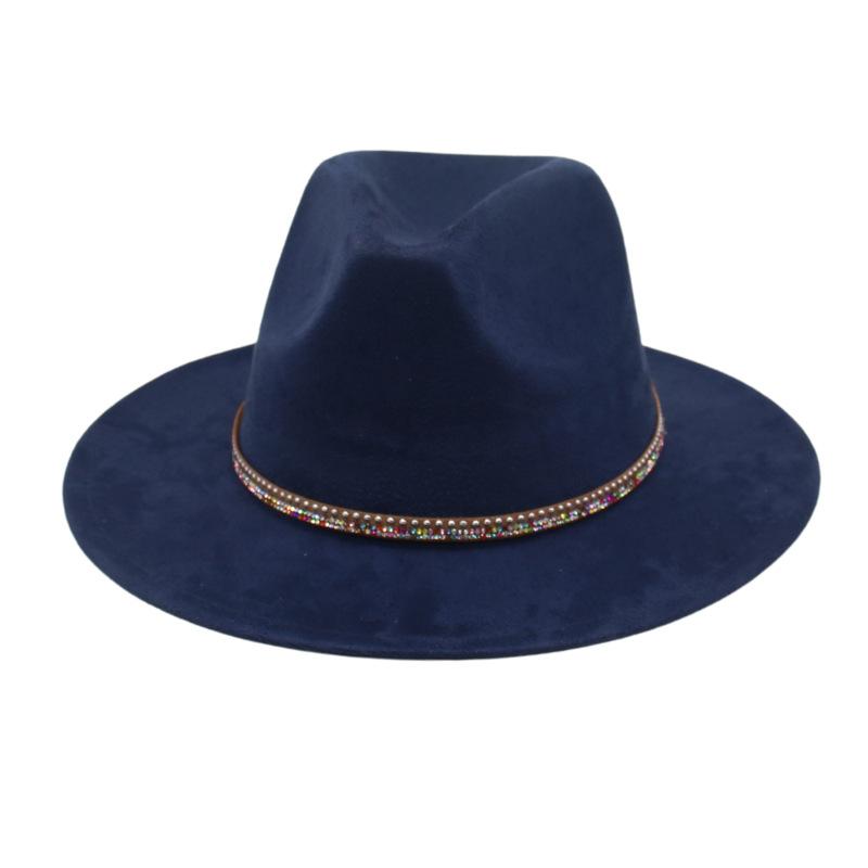 Diamond Flat-Brimmed Shade Men'S And Women'S Suede Hats Western Cowboy Hats Jazz Top Hats