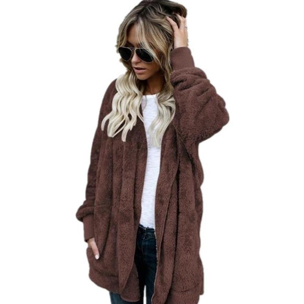 Women's Winter Furry Warm Coat Double Sided Anti Fur Plush Jacket Mid Length Autumn Winter Top