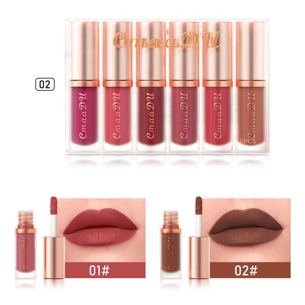 CmaaDu 6 Make Lipstick Dumplings Velvet Lip Gloss Waterproof No Color Does Not Touch The Cup