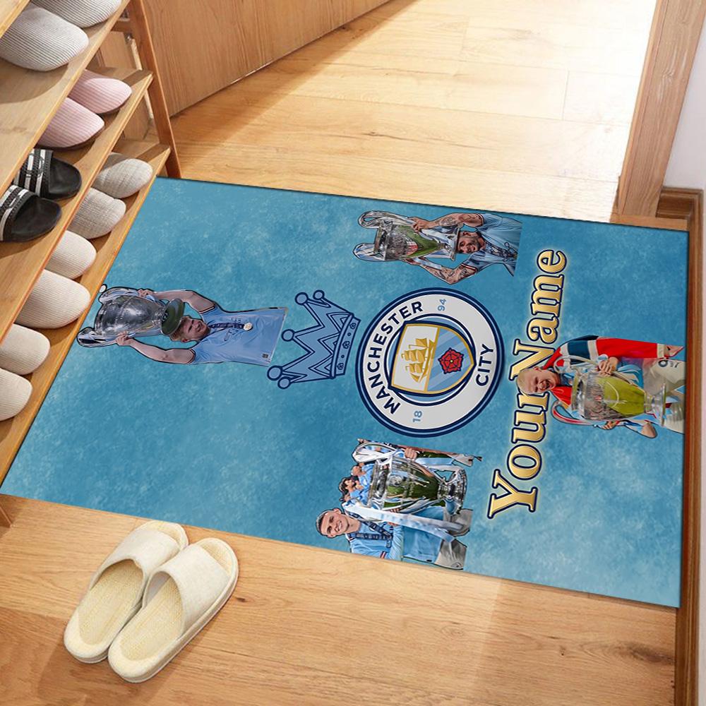 Manchester City Customized Name Area Rug Perfect for Entryway Hallway Decorate room Playrooms Anti-slip Rug Anime Office Decor Birthday/Christmas Gift