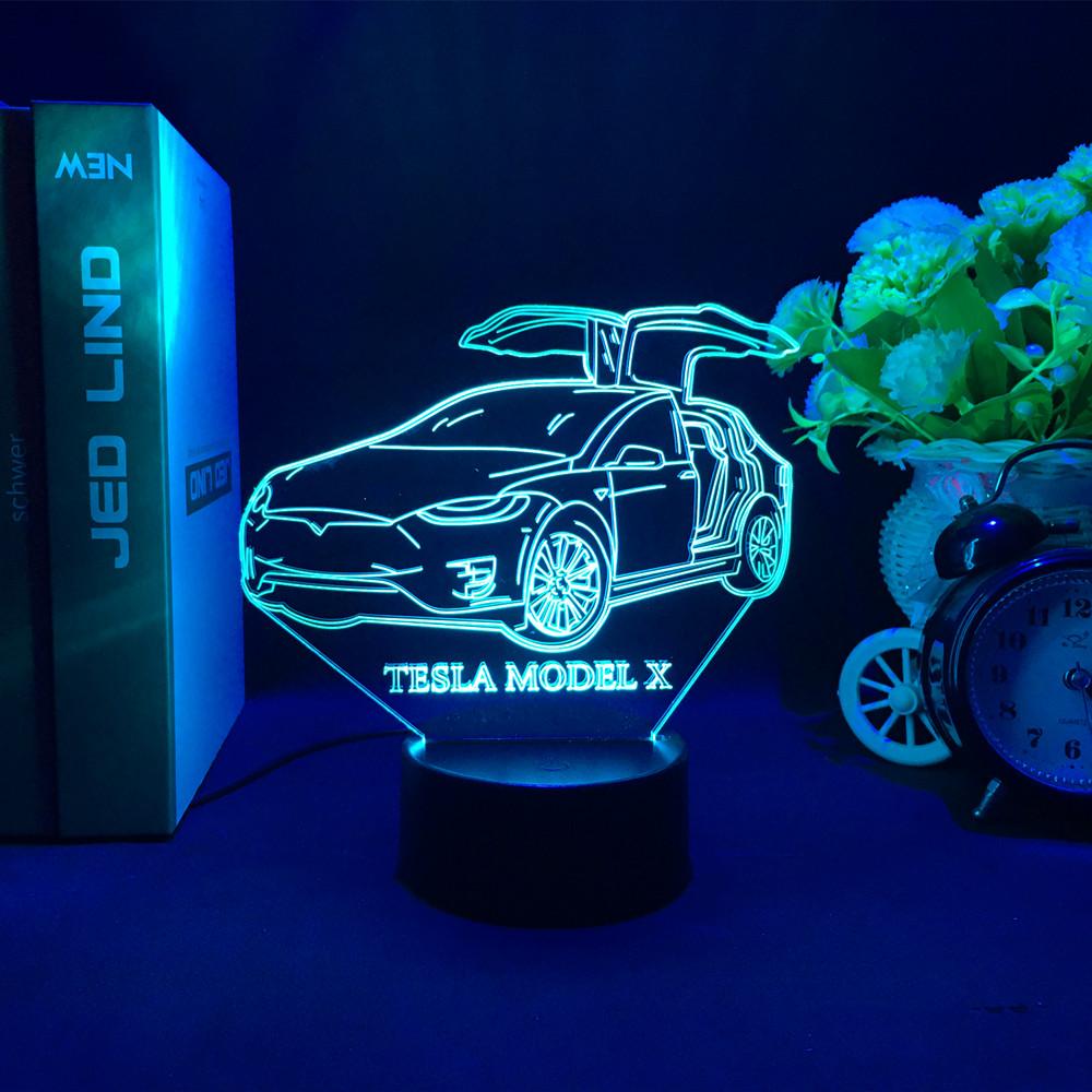 

Режим Tesla Модель X автомобиля 3D иллюзия светодиодный ночник для детской спальни декоративный ночник уникальный подарок для детской комнаты настольная лампа