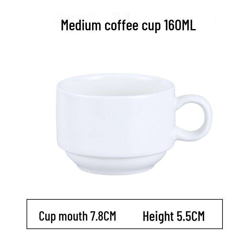 European Latte Art Cappuccino Cup & Saucer Set - White Ceramic Tea/Coffee Cup for Hotel Guest Room