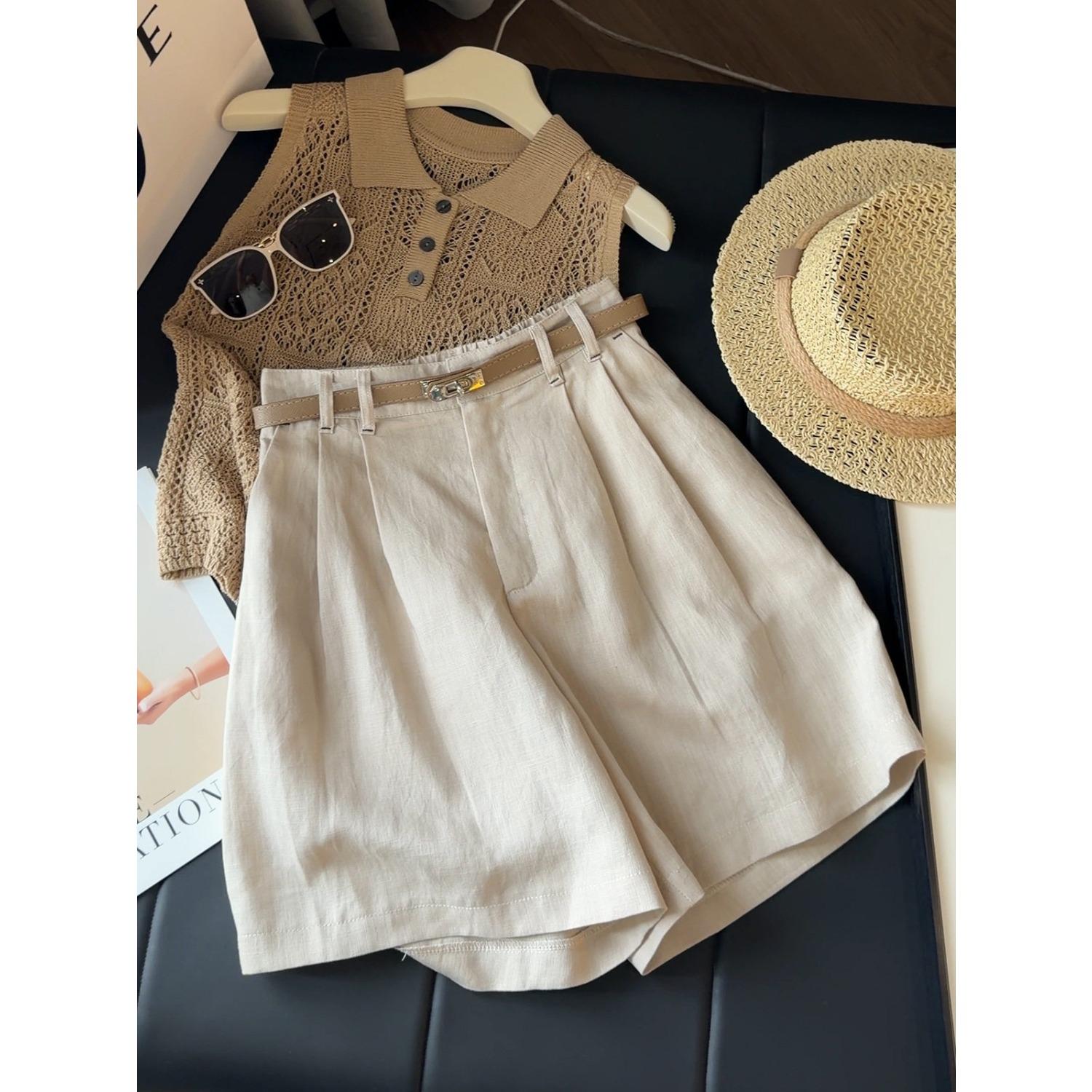 Women s High Waist Wide Leg Shorts Loose Linen Blend Casual Summer Relaxed Bottoms S