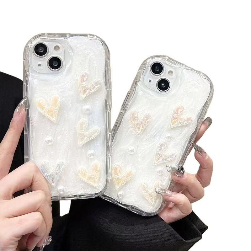 Colorful pearl love applies to Apple 16/15 mobile phone case iPhone14/13/11XR/XS all-inclusive 7/8 drop