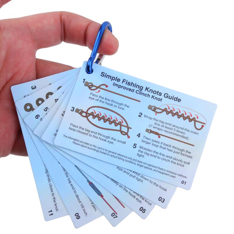 6Pcs/1Set Fishing Knot Guide Card, Containing 12 Of The Most Practical Fishing Knots, With Storage Buckle, Durable Pvc Card