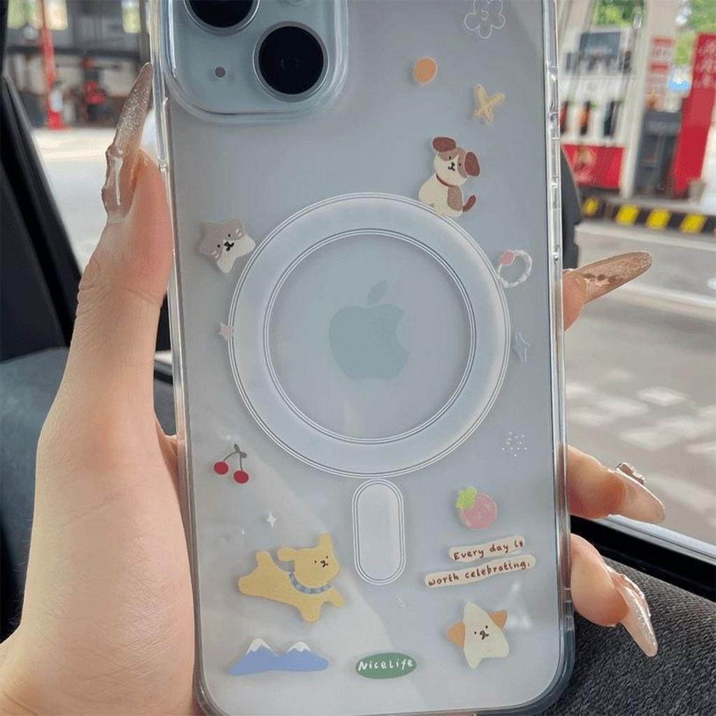 For Transparent for Apple Mobile Phone Protective Case Magnetic Suction High-end Mobile Phone Case Magnetic Suction Ring