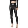 Plusstorlek Hög midja PU-läder Fleecefodrade Smickrande Leggings