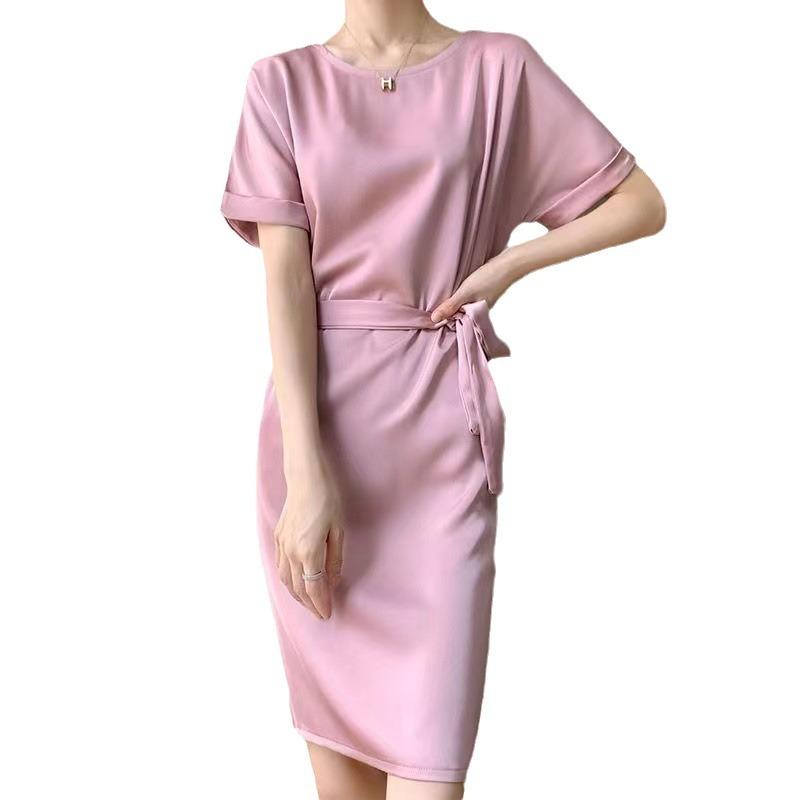 Temperament Heavy Draping Versatile Dress for Women, Summer French High-end Light Luxury Acetate Satin Waist-hugging Midi Skirt