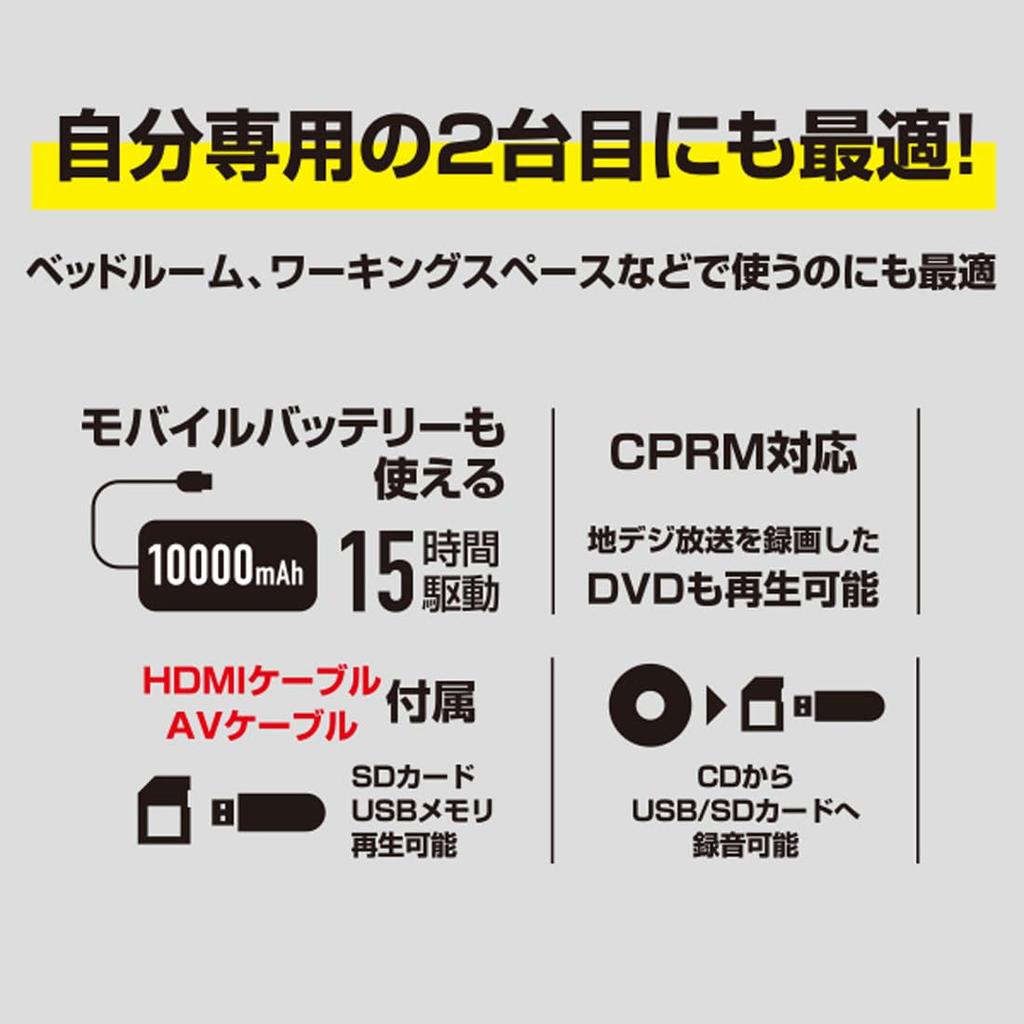 YAMAZEN Mini DVD Playback CPRM HDMI USB Includes HDMI AV and Remote Control CDVP-MINI151HD(B) Player, Compact, CD/DVD Only, Compatible, Compatible,