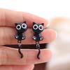 Simple Black Cat Earrings Sweet Cartoon Earrings Creative Black Cat Ear Studs Jewelry Gifts