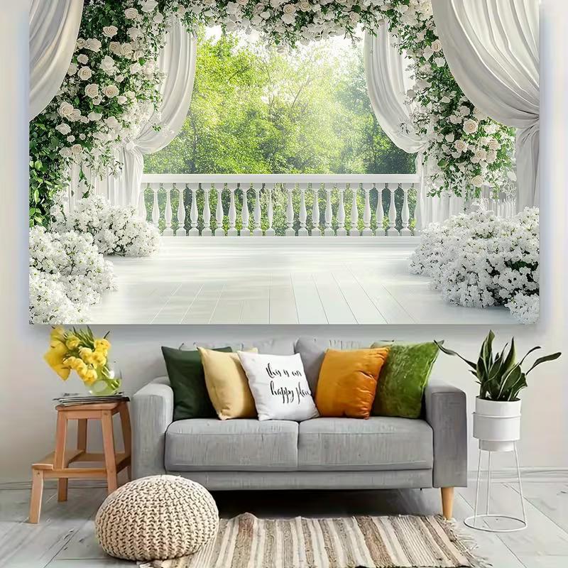 2D Elegant Floral Curtain Photography Background for Bridal Shower