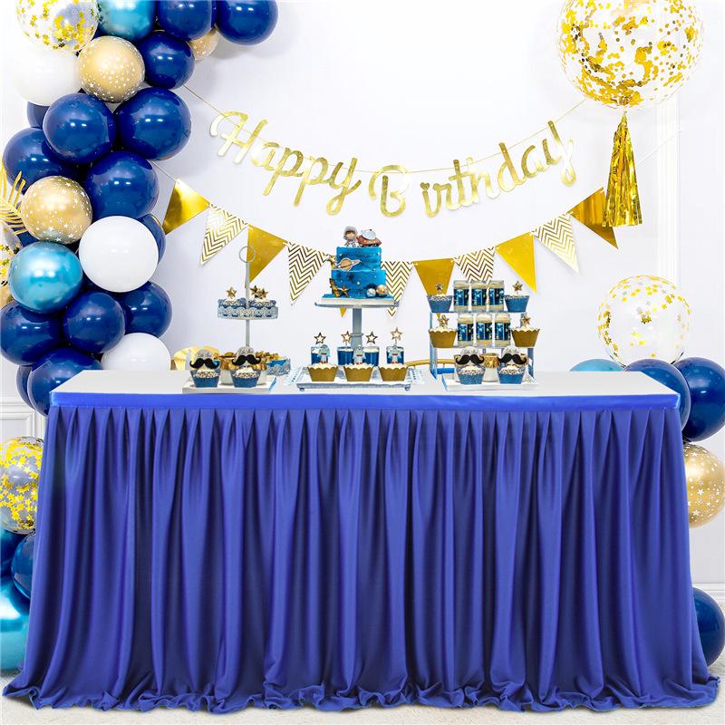 Table Skirt Thickened Anti-wrinkle Polyester Fiber Polyester Cloth Wrinkled Table Skirt Birthday Party Decoration Dessert Table