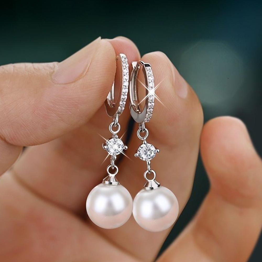 POMOiii Ästhetische Weiße Faux-Perlen-Ohrringe für Damen, Temperamentvoll, Elegant, Hängend… Mehr