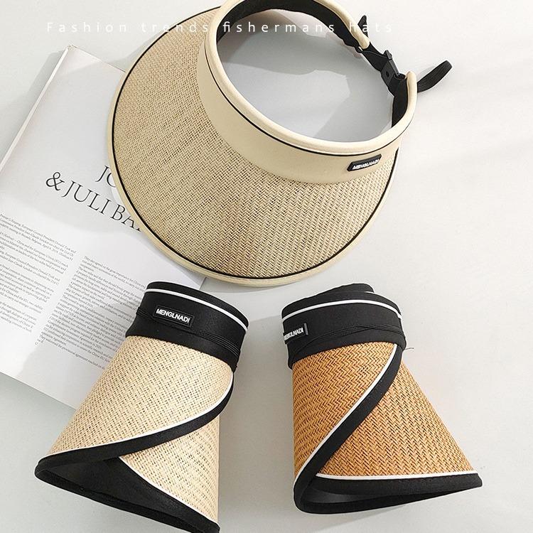 2025 summer sunscreen hat women's empty top breathable big brim sun hat versatile foldable fashion solid color sun hat