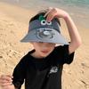 Children's hats summer boys and girls outdoor big brim sun protection empty top hat cartoon cute sun hat with fan