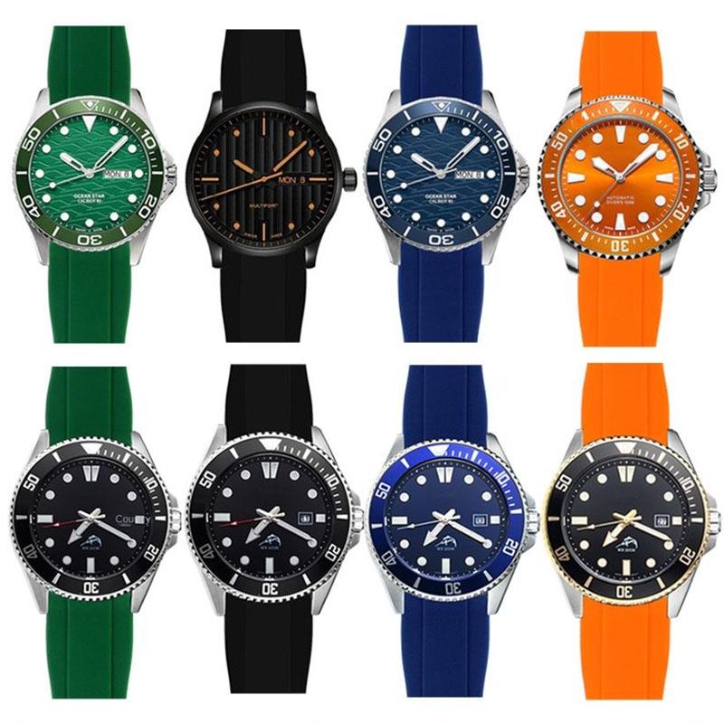 Pulseira de Borracha com Ponta Curva Para Rolex Water Ghost Seiko Mido helmsman Casio swordfish arco à prova d'água mergulho pulseira de relógio de silicone 22mm